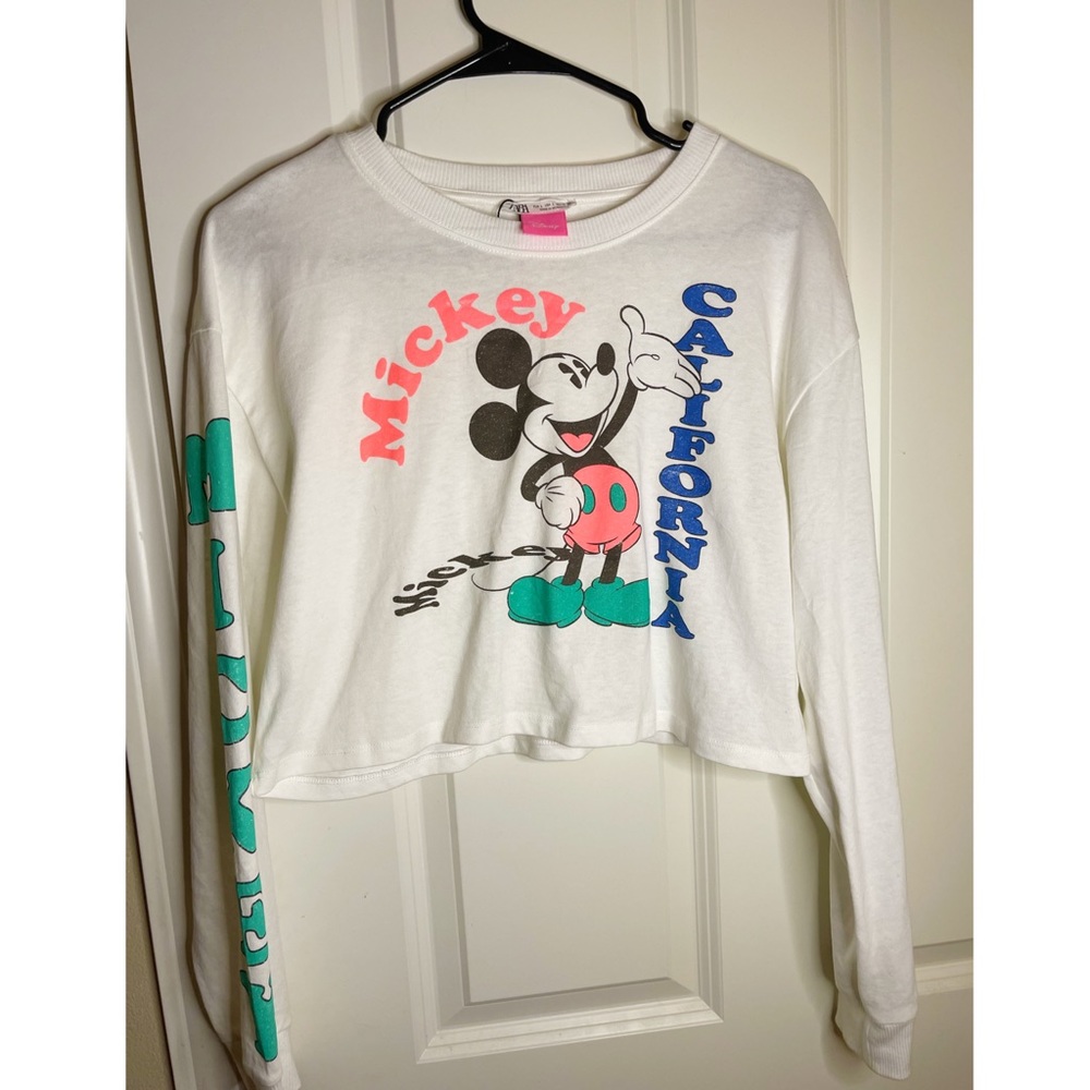 Zara Disney cropped long sleeve shirt